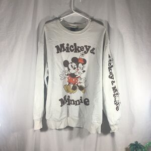 Disney Mickey & Minnie Mouse Vintage Style Graphic Sweatshirt - White - Size L